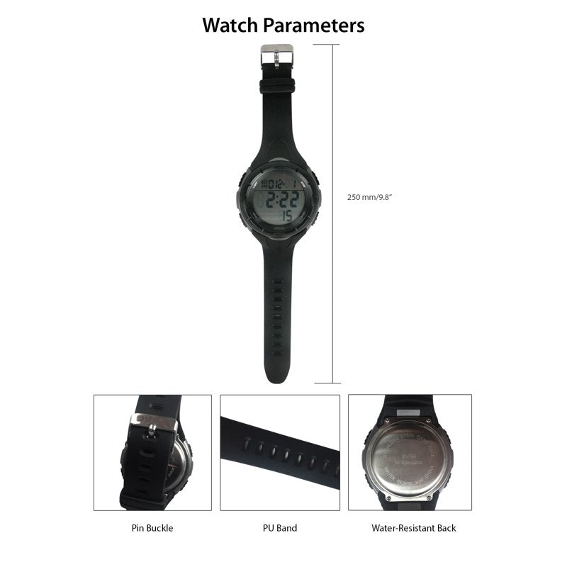 Digital Sport Wristwatch for Men with Water Resistance and Backlight