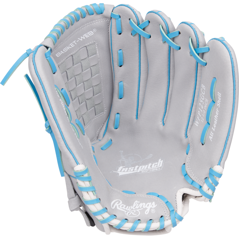 12.5-Inch Fastpitch Softball Glove for Outfield - Gray and Blue, Right Hand Throw