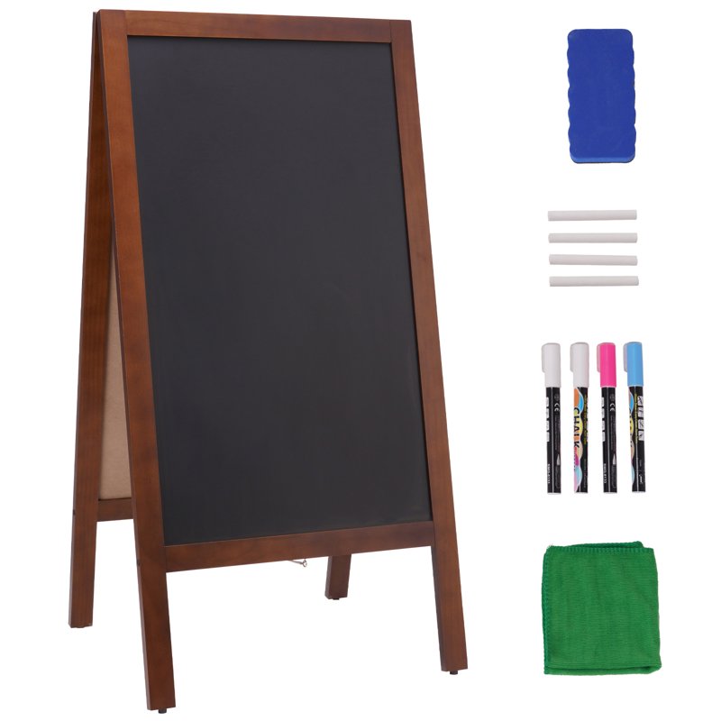Dual-Faced Chalkboard Sign 20x40 Inches with Chalks & Magnetic Wiper