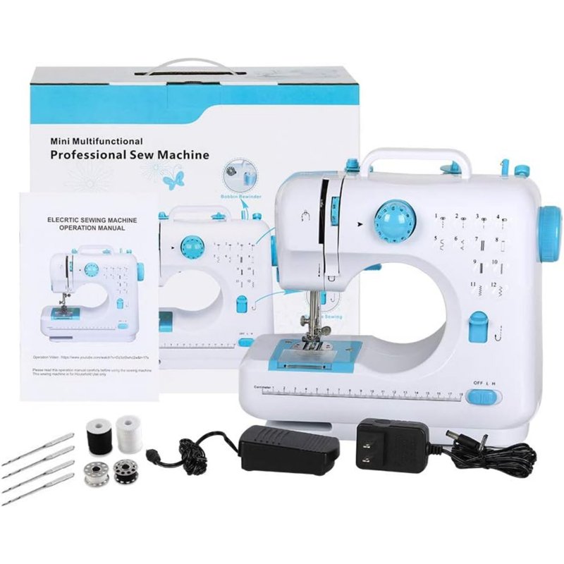 Mini Portable Sewing Machine with 12 Stitches for Beginners - Blue
