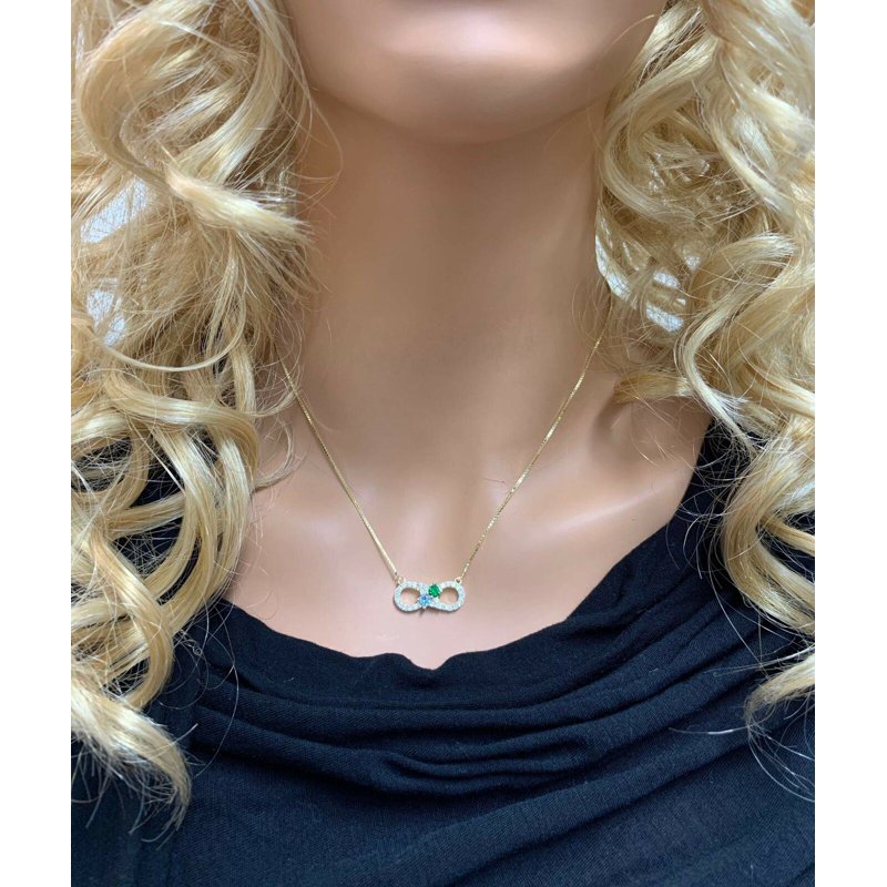 Personalized Infinity Birthstone Necklace for Women - 10K Gold & CZ Memorial Gift