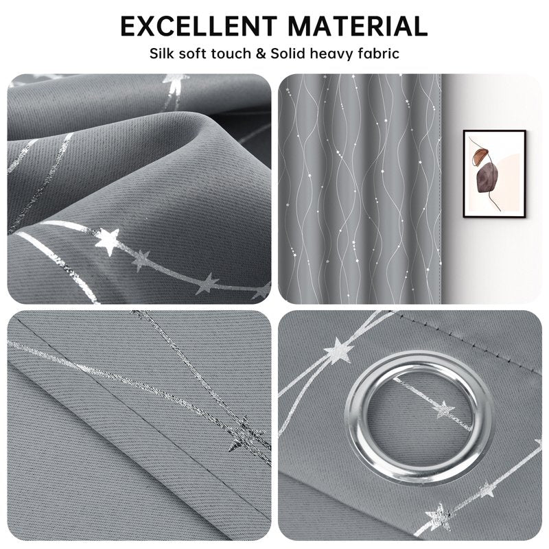 Blackout Curtains for Bedroom - Thermal Insulated Room Darkening Drapes, Noise Reducing Window Panels, Set of 2