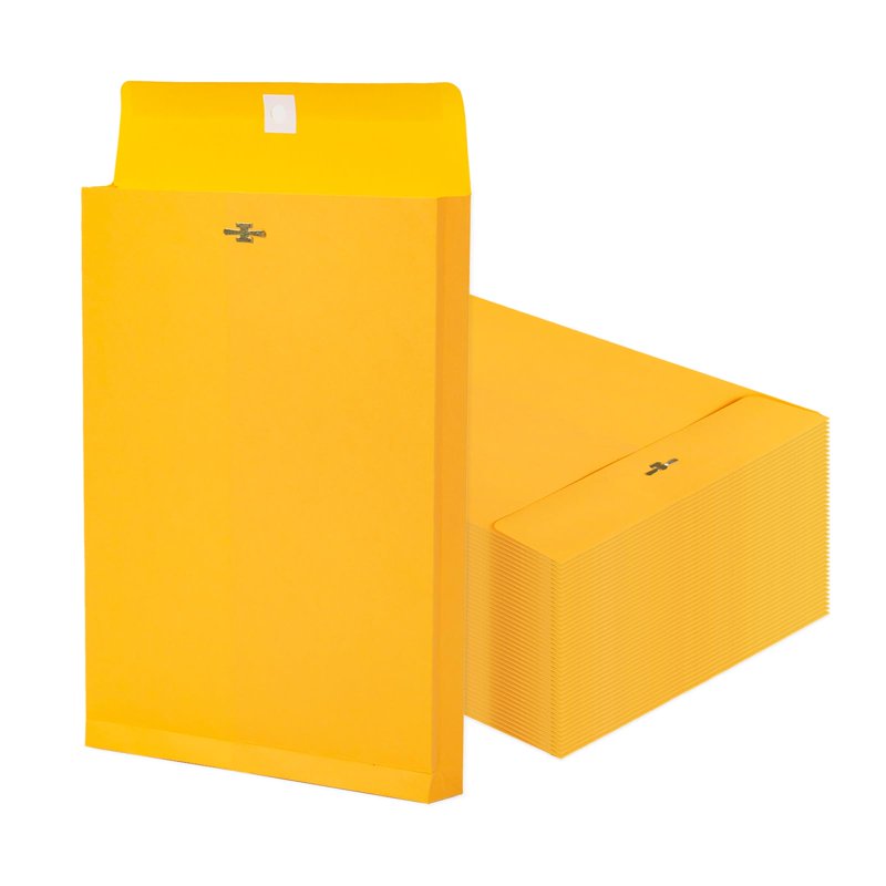 Heavy Duty Manila Envelopes with Clasp 9x12 Inch Bulk Pack - Expandable Office & Mailing Storage
