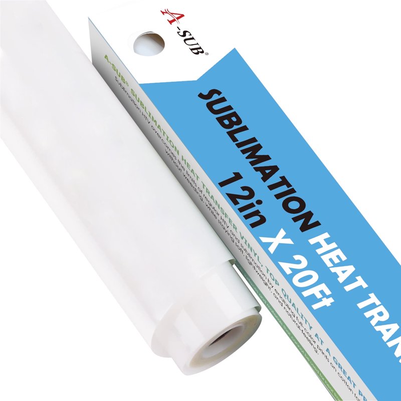 Sublimation HTV Vinyl Roll for Dark Fabrics - Matte White 12" x 20FT