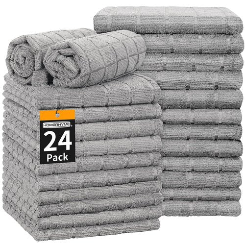 HOMERHYME Hand Towels for Bathroom, 24 Pack 25''*15'' Microfiber Grey Bath Hand Towels, Quick Dry Lint Free Soft Absorbent Bulk Washcloths Decorative Fingertip Towels for Hotel Travel Kitchen