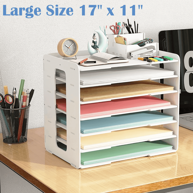 7-Tier Desk File Organizer for A3 Paper - Office & Home Storage