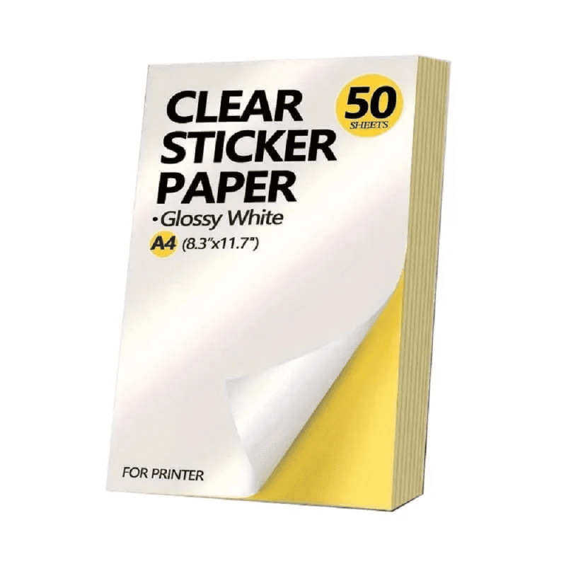 A4 Printable Sticker Paper 50 Sheets - Glossy Self-Adhesive Labels for Laser & Inkjet Crafts