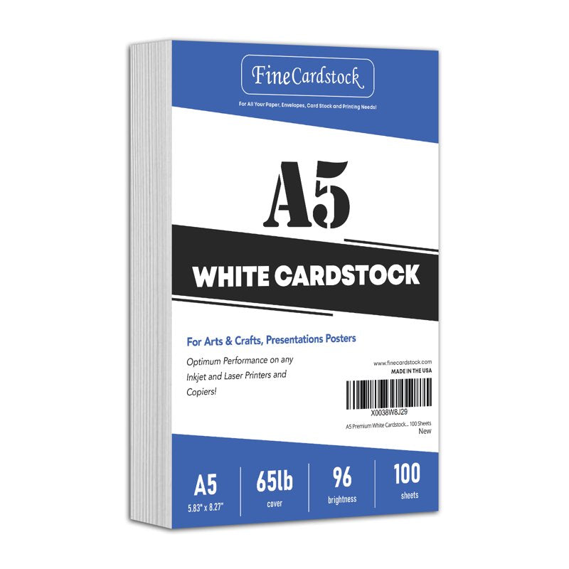 Premium White Cardstock Paper 5.83 x 8.27 Inches 100 Sheets - Ideal for Printing & Art