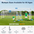 ABORON 18' x 7' Backyard Soccer Goal with Steel Frame & Net - White