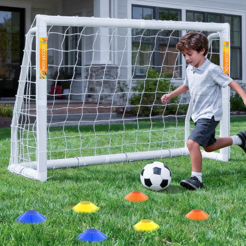 ABORON 6 x 4 ft Foldable Soccer Goal with Net | HPVC Frame, Outdoor Training