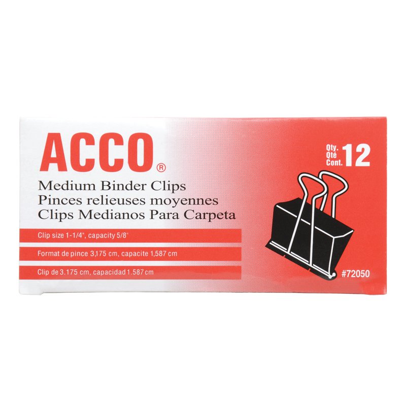 Medium Black Binder Clips Pack - Reusable Office Paper Clamps