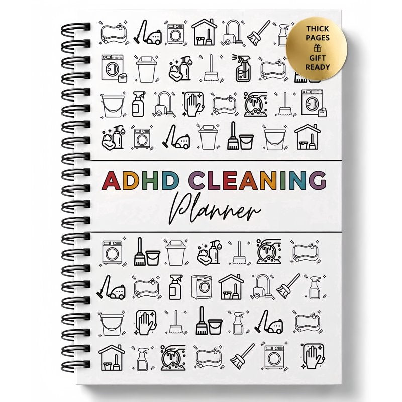 ADHD Cleaning Planner & Schedule Organizer - Household Chore Chart Notebook