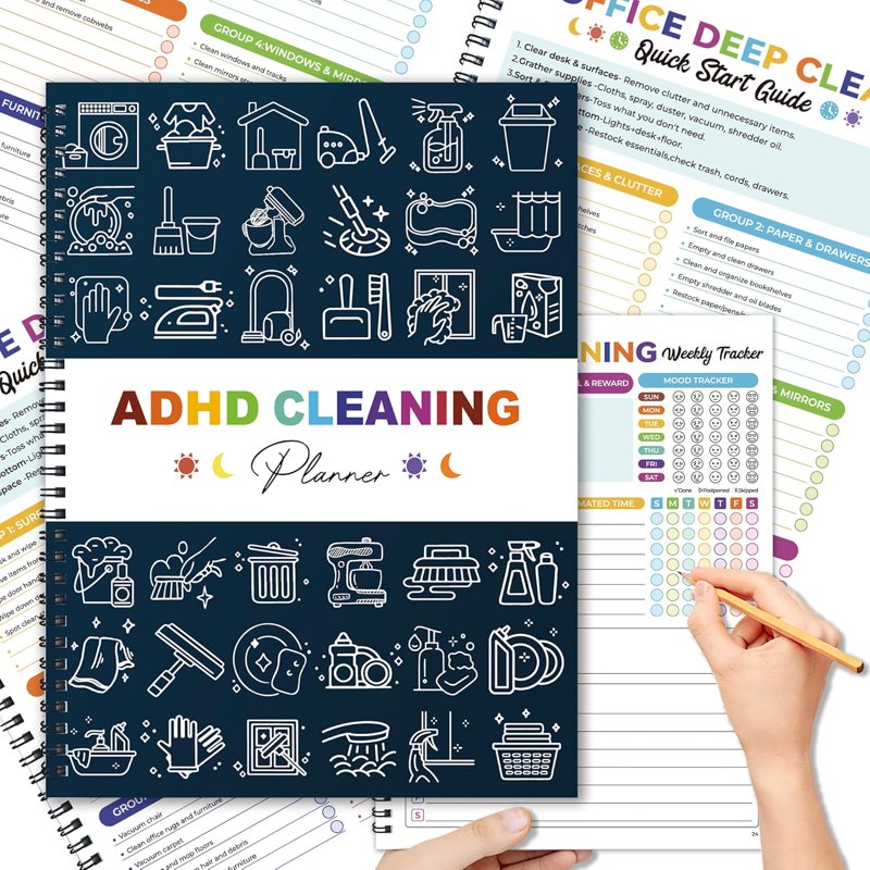 Reusable ADHD Cleaning Planner for Adults - Blue Organizer & Routine