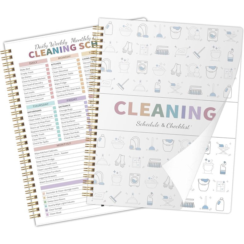 White ADHD Cleaning Planner for Adults — Daily, Weekly, Monthly Schedule & Checklist