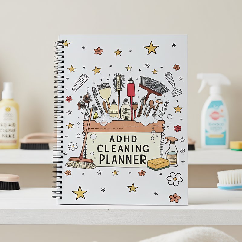 Household Cleaning Planner - Chore Schedule & Checklist Organizer for ADHD, 8.3x11 Spiral Notebook