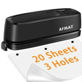 Electric 3-Hole Puncher for Office Paper, 20 Sheet Capacity, Battery or AC Powered