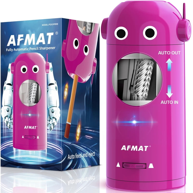 Automatic Rechargeable Electric Pencil Sharpener with Auto In & Out, Kids Safe, Multi-Size Fit