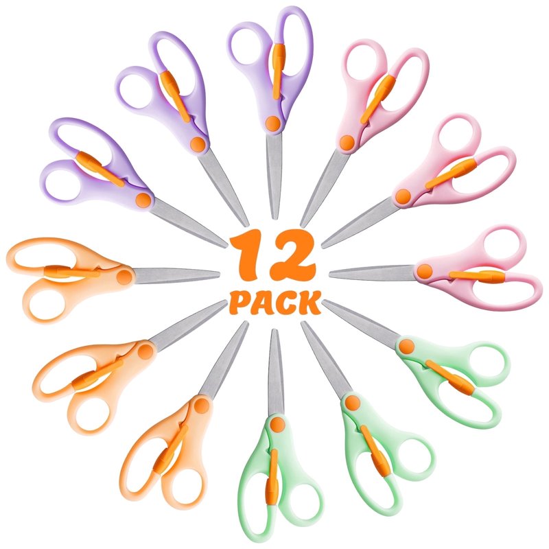 12-Pack Blunt Tip Safety Scissors | Plastic Training Office & Classroom Craft Scissors