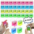 Manual Pencil Sharpener Set with Lid - 36 Assorted Color Dual Hole Sharpeners