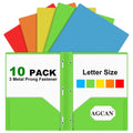 Colorful 10-Pack Plastic Folder with 3 Prongs & Pockets - Office & Classroom Document Holders
