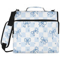 2 Inch 3-Ring Zipper Binder Folder Bag with Laptop Compartment - Blue Bow Checkered