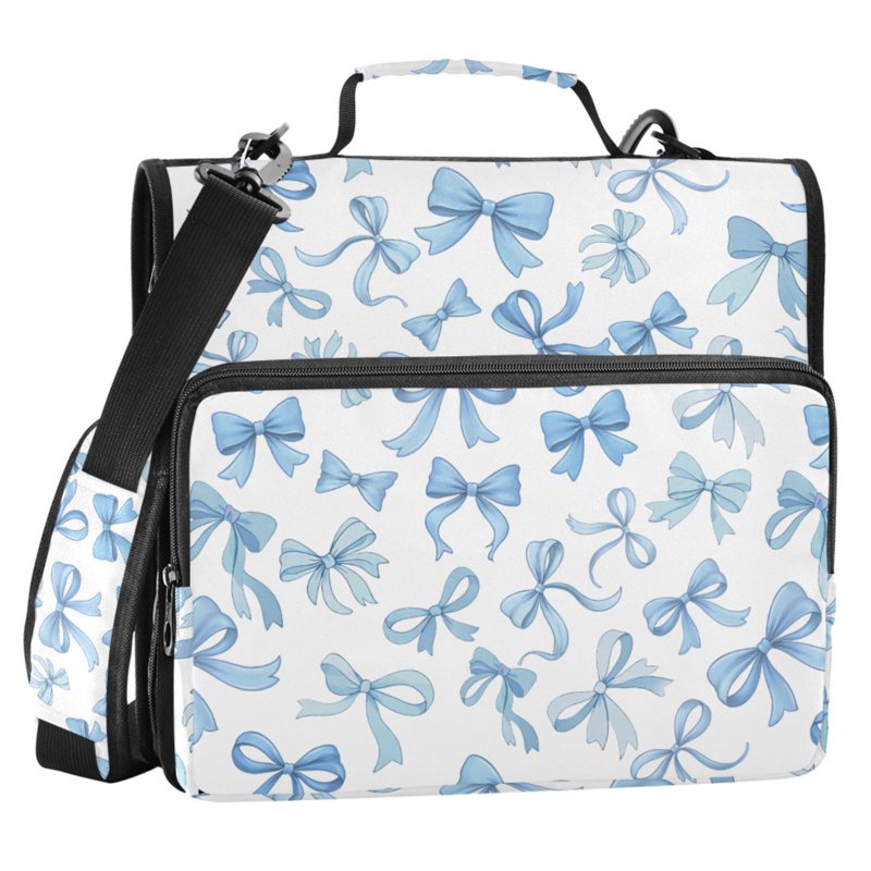 Zipper Binder with Bow Pattern, 3-Ring File Organizer, 500 Sheets Capacity