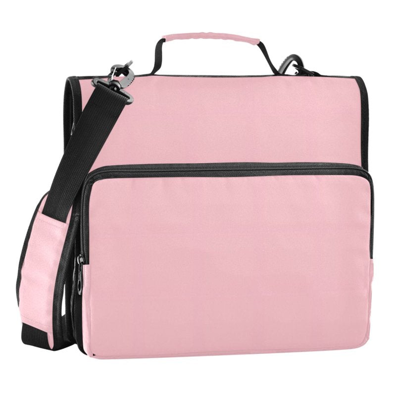Pink Zipper Binder Folder Organizer Bag with 3-Ring File & Multiple Pockets