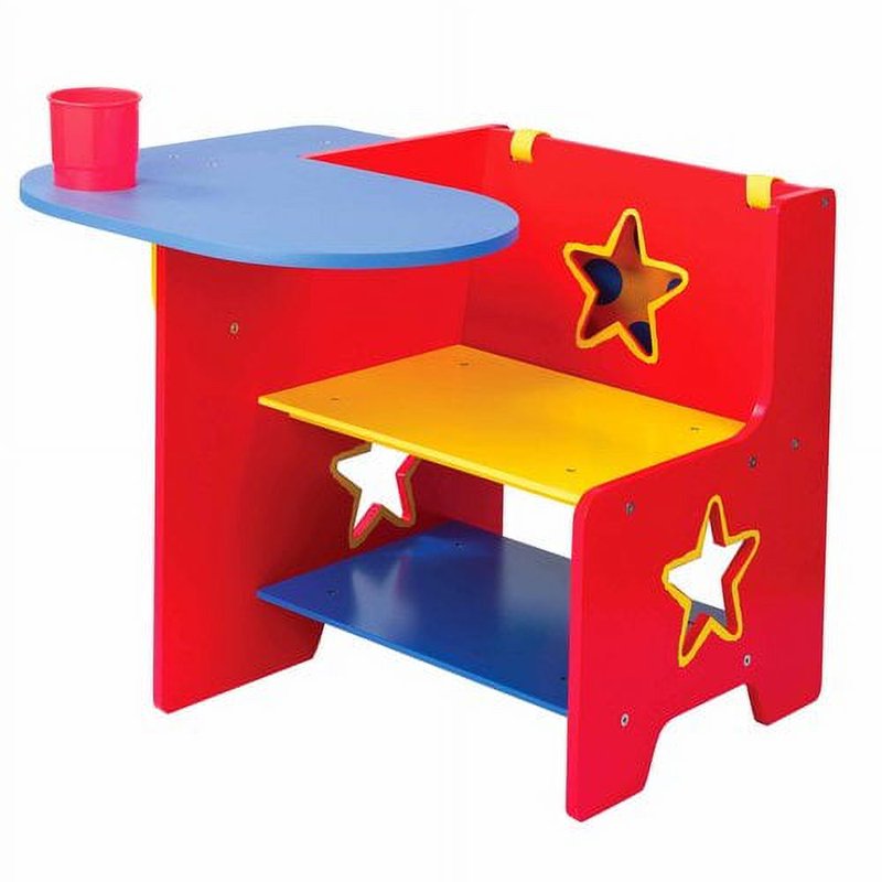 Kids Wooden Desk with Chalkboard and Storage - Preschool Art & Learning Desk
