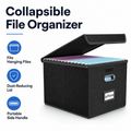 File Organizer Box with Lid for Letter Size Documents - Collapsible Storage