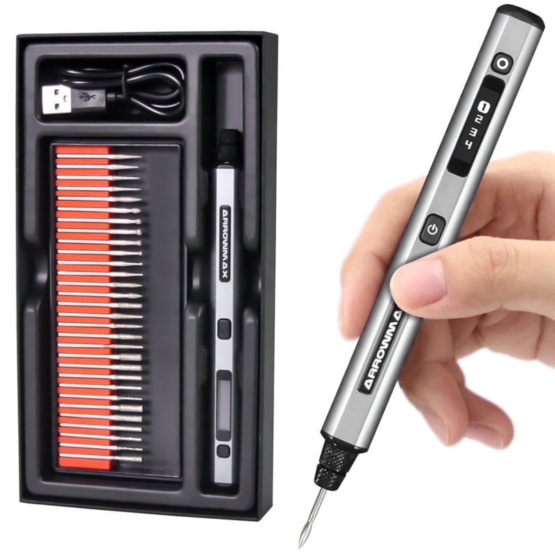 Wireless Mini Engraving Pen Kit with 30 Bits - Cordless Rotary Tool for Metal Wood Glass