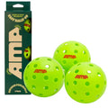 3-Pack AMP Easy Rally 40 Outdoor Pickleballs - Neon Yellow-Green, 40-Hole