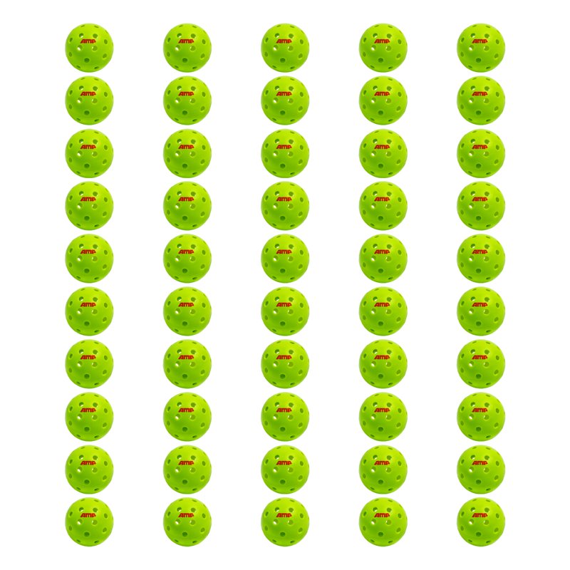 50-Pack AMP Easy Rally 40 Outdoor Pickleballs - Neon Yellow-Green, 40-Hole