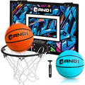Over the Door Mini Basketball Hoop Set - Shatterproof Backboard, Balls & Pump