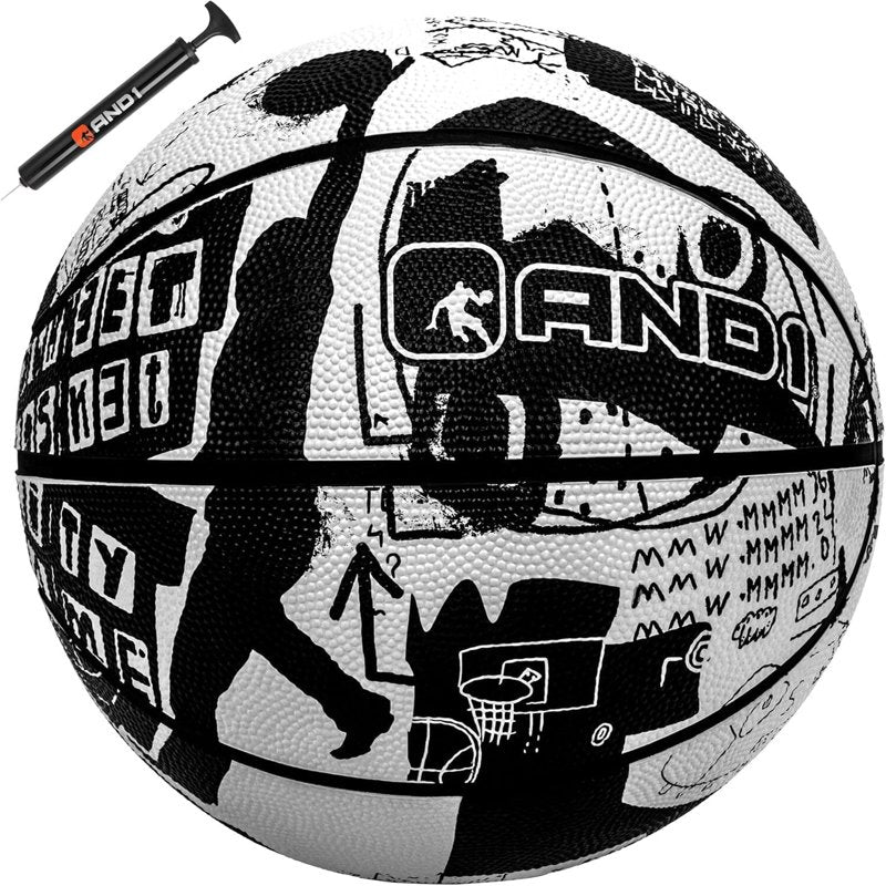 Youth Rubber Basketball with Pump - Indoor & Outdoor 27.5 Inch Size 5