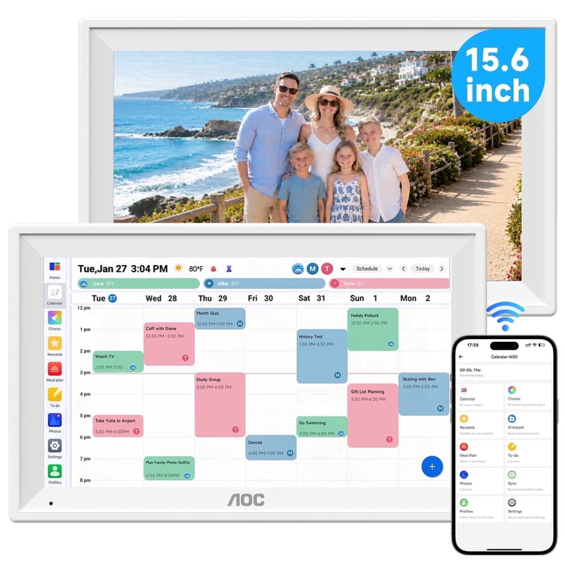 Smart Wall Calendar with Touchscreen Display - Family Organizer & Chore Chart