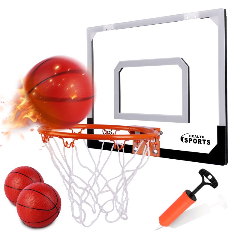 Indoor Basketball Hoop Set for Kids & Adults with 3 Balls & Net - Door Mount