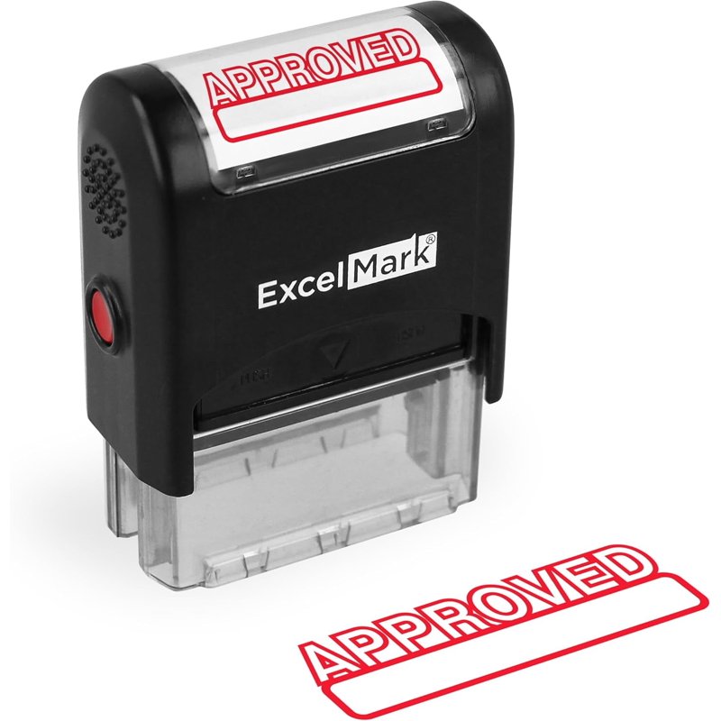 Self-Inking Rubber Stamp with Reversible Red Ink Pad - 9/16x1-1/2 inch