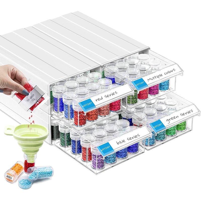 Diamond Painting & Bead Organizer Kit with Stackable Jars - Multiple Sizes