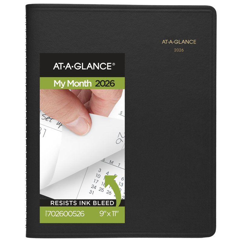 Large 15-Month Monthly Planner 2026-2027 - Black, 9 x 11 Inches