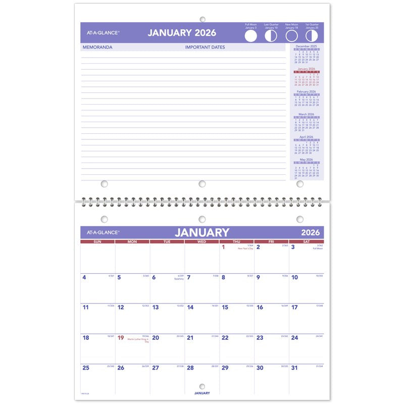 2026 Monthly Wall Calendar Small 11x8 - Desk & Wall Calendar with Julian Dates