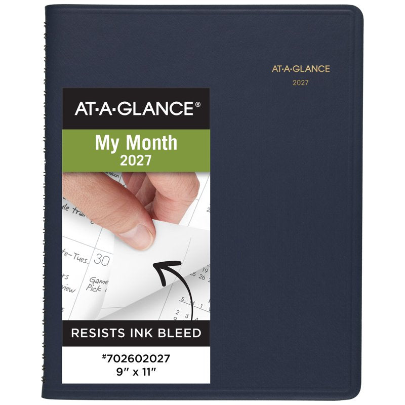 Large Navy 15-Month Monthly Planner 9x11 - Office Organizer