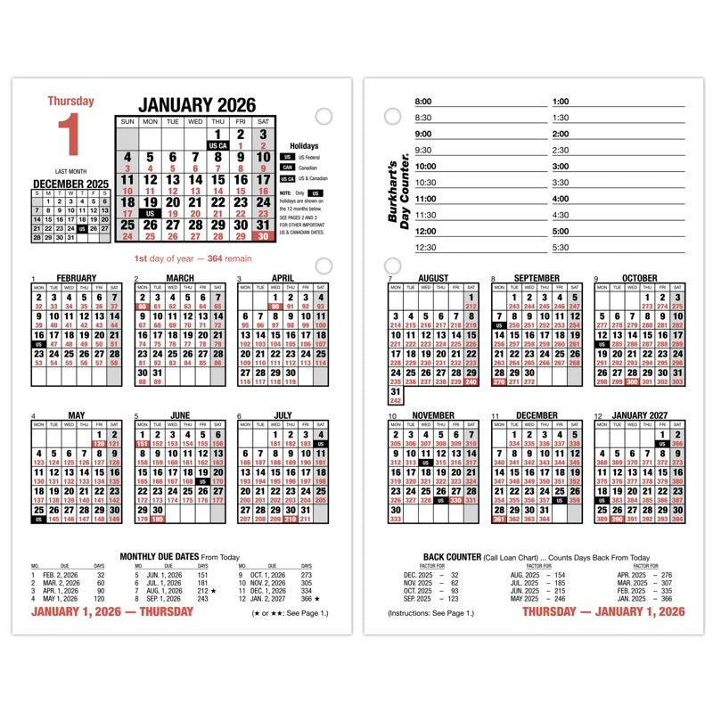 2026 Daily Desk Calendar Refill with Julian Dates & Planning Pages