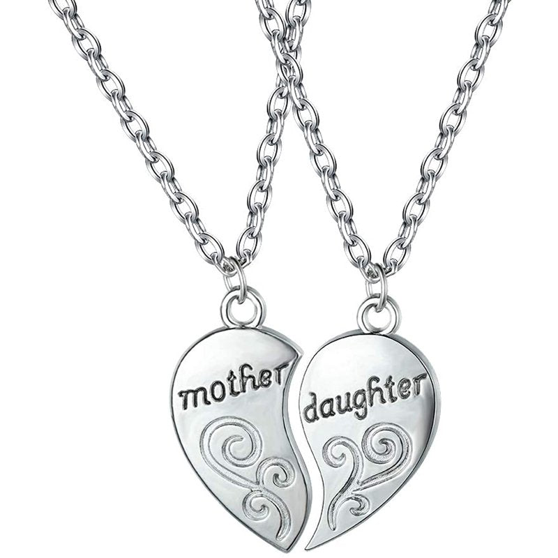 Mother Daughter Heart Necklace Set - Romantic Gift for Moms and Daughters