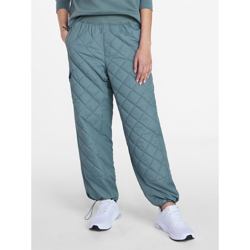 Women's Quilted Jogger Pants - Relaxed Fit with Adjustable Hem