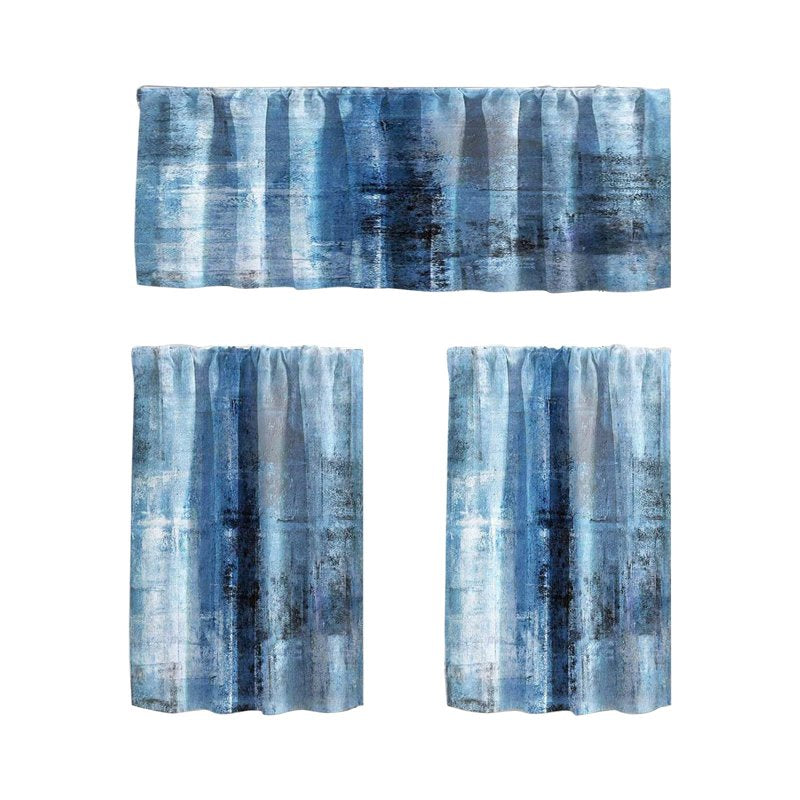 Kitchen Curtains 3-Piece Set Cafe Theme Small Window Drapes Blackout Filters Farmhouse Style
