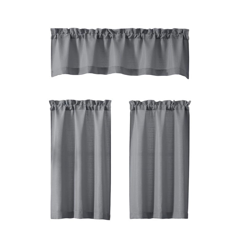 Farmhouse Style Kitchen Curtains 3-Piece Set Blackout Window Drapes with Heat Insulation