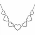 Sterling Silver Heart Pendant with White Diamonds - Charm Necklace