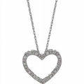 Sterling Silver Heart Pendant with White Diamonds - All Colors Available