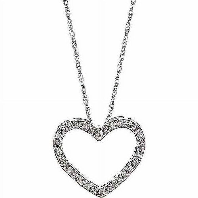 Sterling Silver Heart Pendant with White Diamonds - All Colors Available