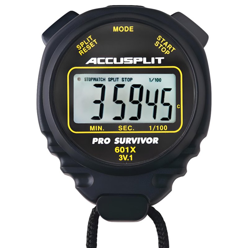 Digital Stopwatch with Cumulative Split & Water Resistance - Black